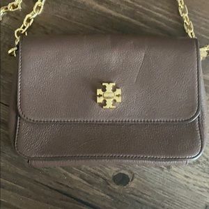Tory Burch Brown and Gold Leather Cross Body